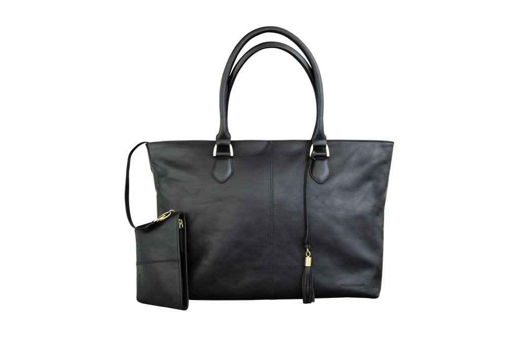 Sophie Black Leather Womens 15" Laptop Tote - Laptopbags.co.uk
