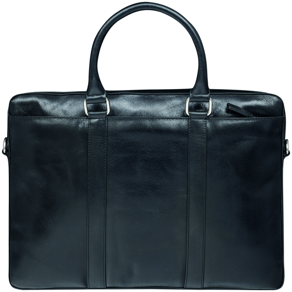 Nordborg - 15" Laptop Slim Leather Briefcase- Black - Laptopbags.co.uk