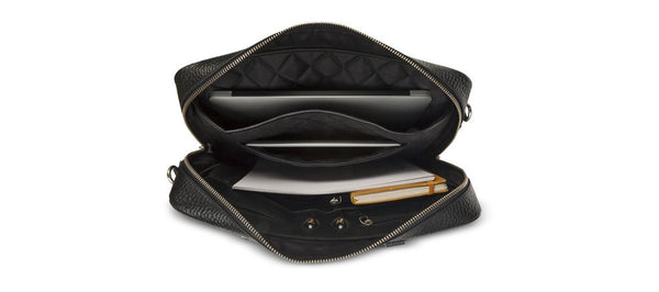 Rosenborg 16" Black Leather Laptop Briefcase - Laptopbags.co.uk