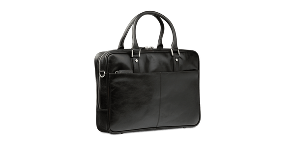 Rosenborg 14" Black Leather Laptop Briefcase - Laptopbags.co.uk