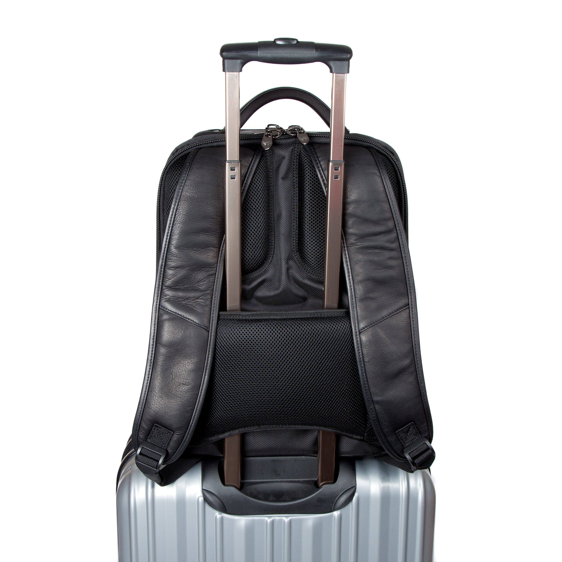 Colombian Leather 16" Laptop -12" Tablet Backpack - Black - Laptopbags.co.uk