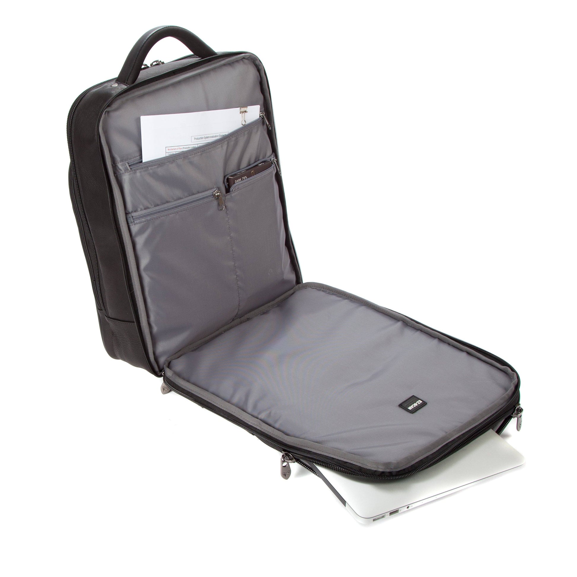 Colombian Leather 16" Laptop -12" Tablet Backpack - Black - Laptopbags.co.uk
