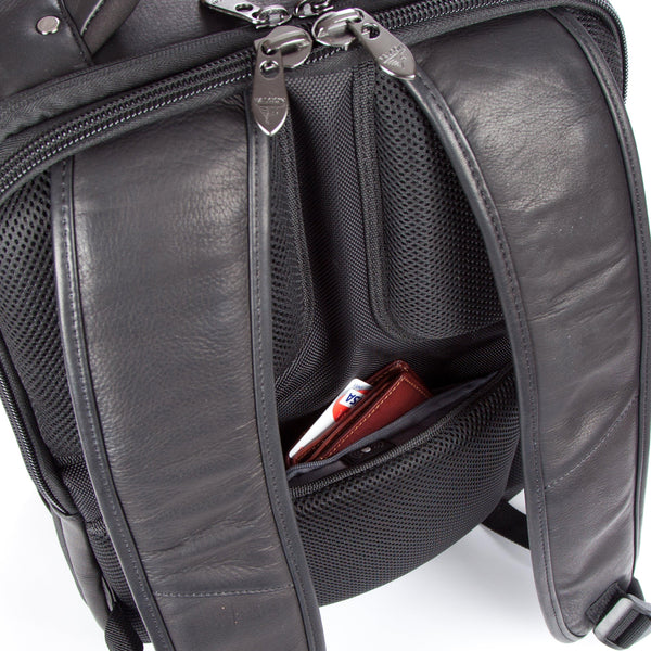Colombian Leather 16" Laptop -12" Tablet Backpack - Black - Laptopbags.co.uk