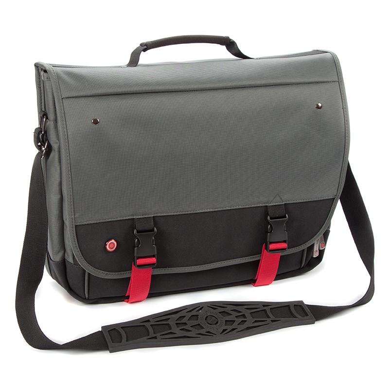 i-stay 15.6" Urbana Laptop/Tablet Messenger Bag ‐ Titanium/Black/Red - Laptopbags.co.uk
