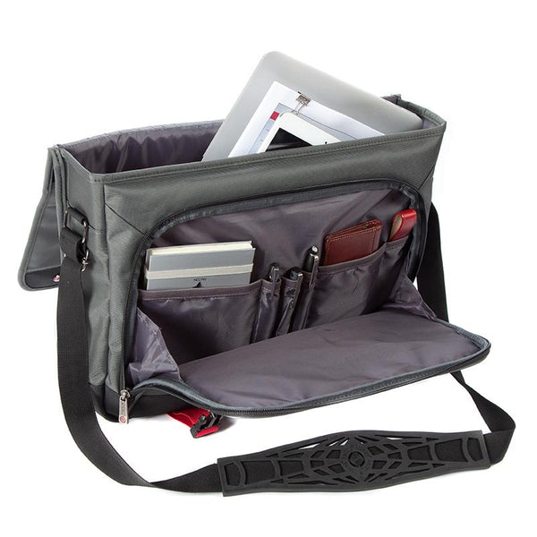 i-stay 15.6" Urbana Laptop/Tablet Messenger Bag ‐ Titanium/Black/Red - Laptopbags.co.uk