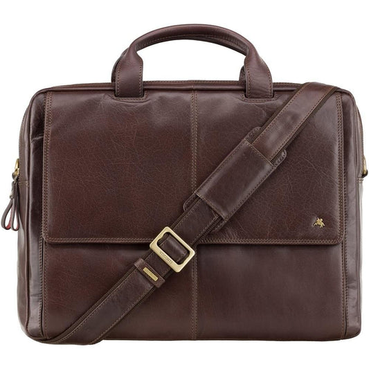 Anderson 15" Leather Laptop Briefcase - Brown - Laptopbags.co.uk