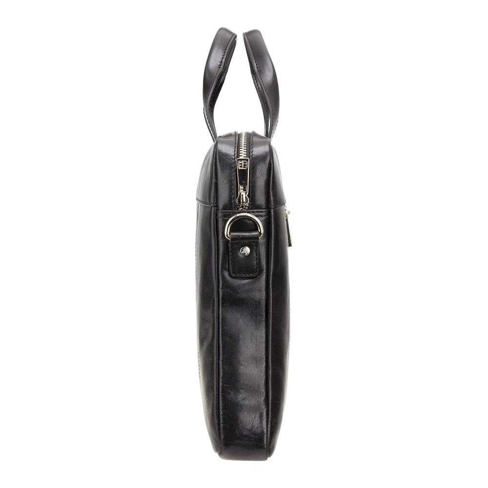 Charles 13" Leather Laptop Briefcase - Black - Laptopbags.co.uk