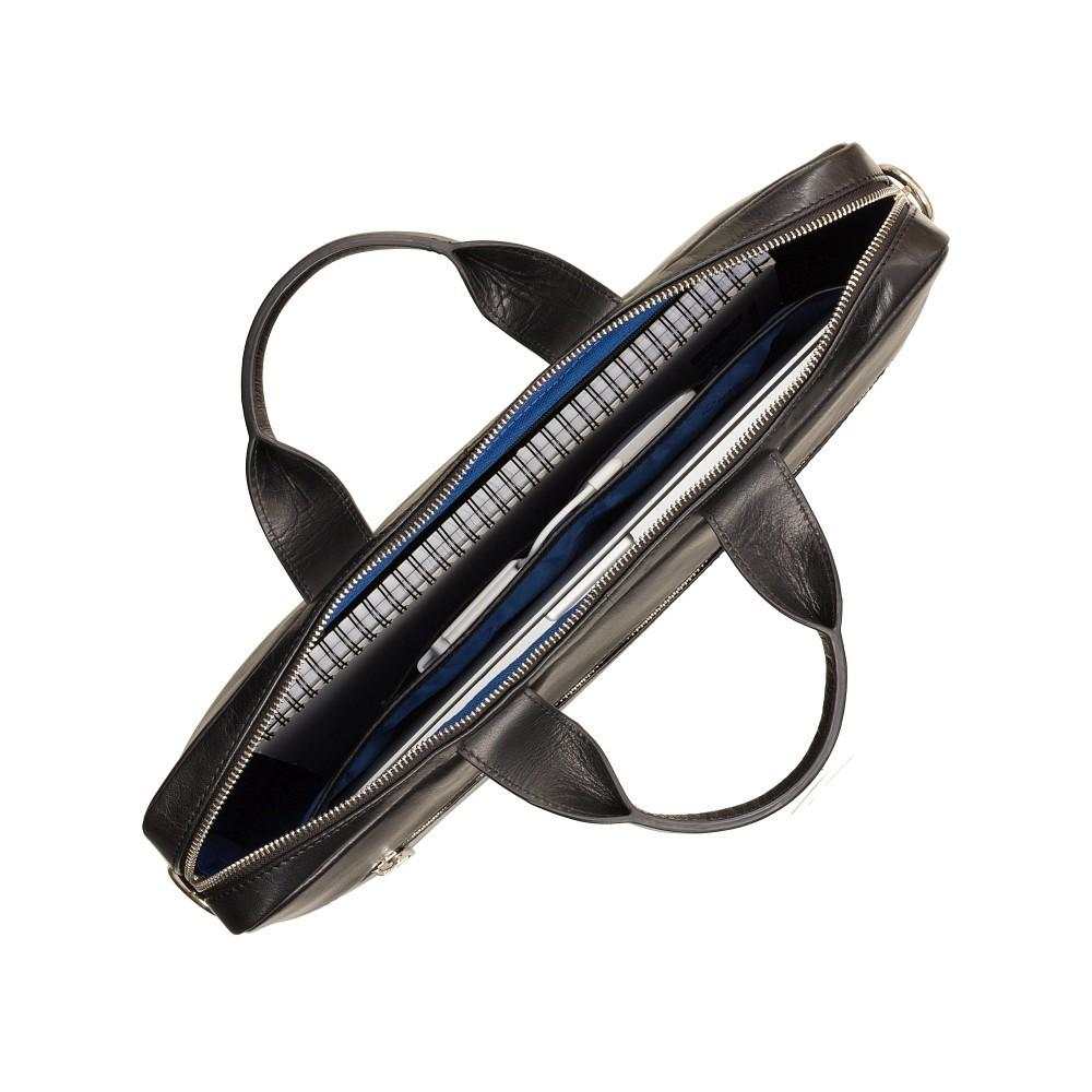 Charles 13" Leather Laptop Briefcase - Black - Laptopbags.co.uk