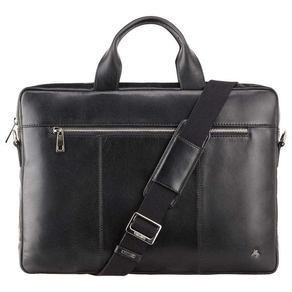 Charles 13" Leather Laptop Briefcase - Black - Laptopbags.co.uk
