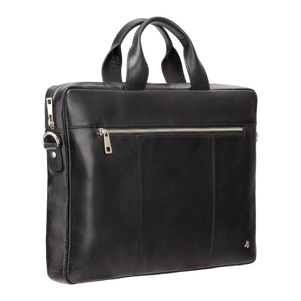 Charles 13" Leather Laptop Briefcase - Black - Laptopbags.co.uk
