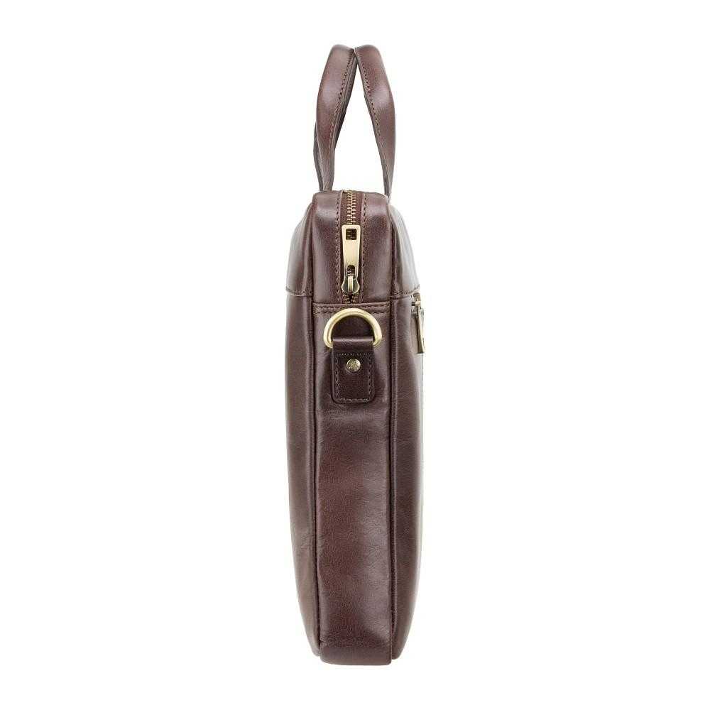 Charles 13" Leather Laptop Briefcase - Brown - Laptopbags.co.uk