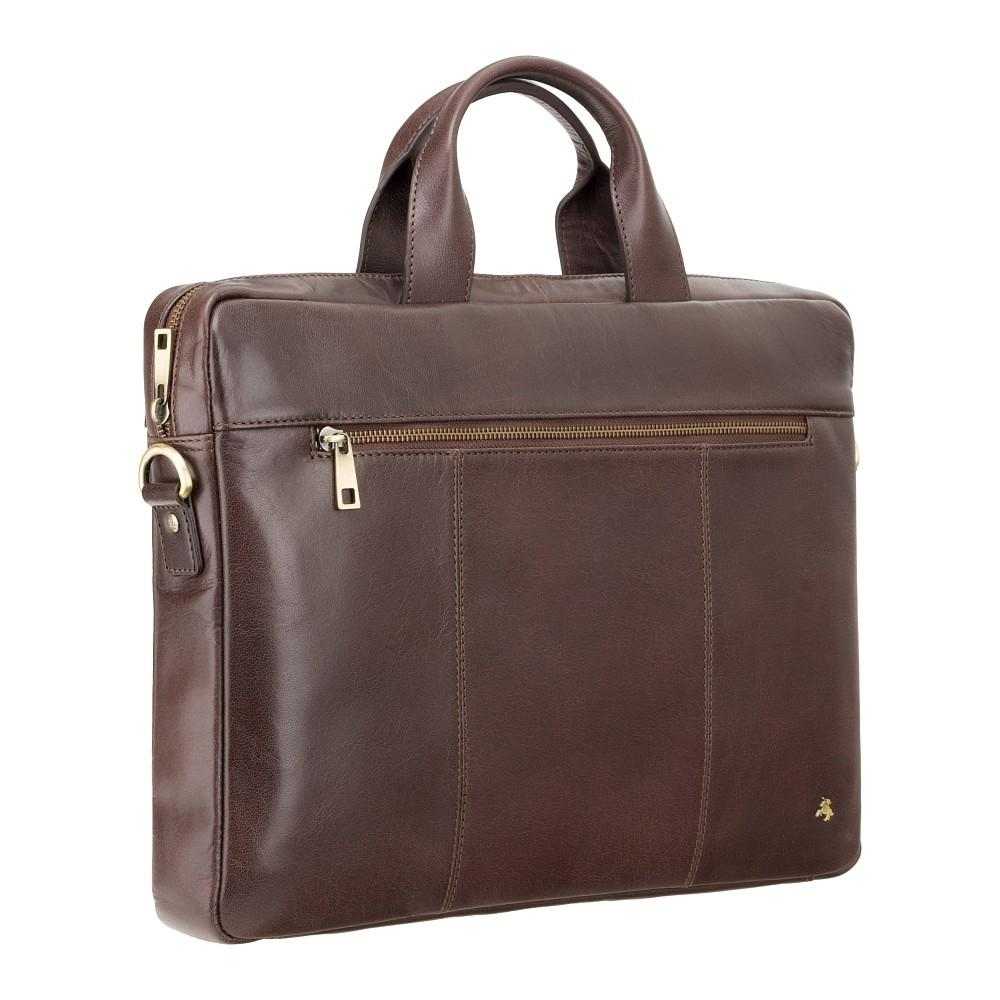 Charles 13" Leather Laptop Briefcase - Brown - Laptopbags.co.uk