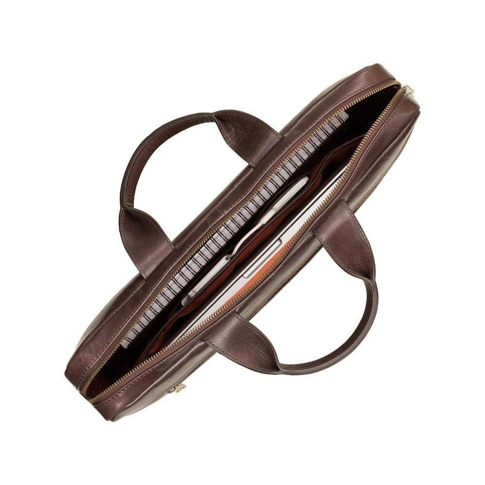 Charles 13" Leather Laptop Briefcase - Brown - Laptopbags.co.uk