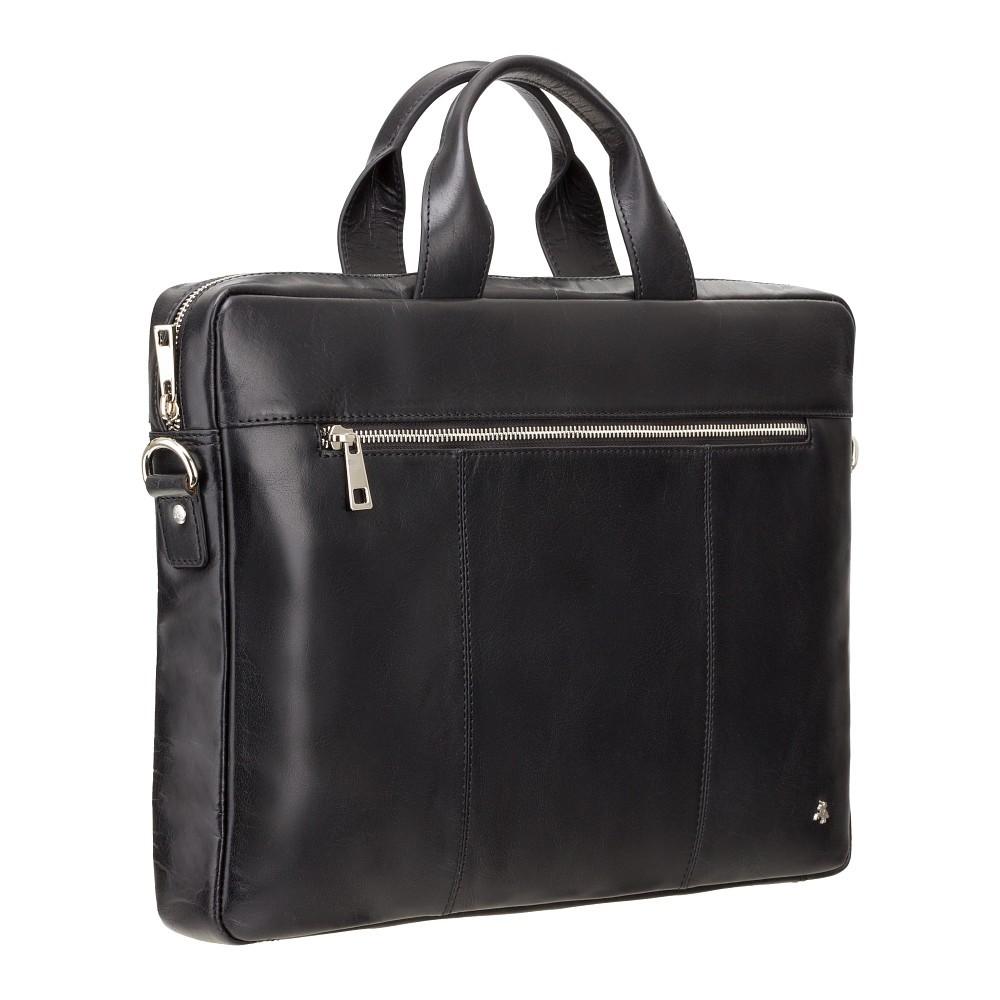 Charles 13" Leather Laptop Briefcase- Black - Laptopbags.co.uk