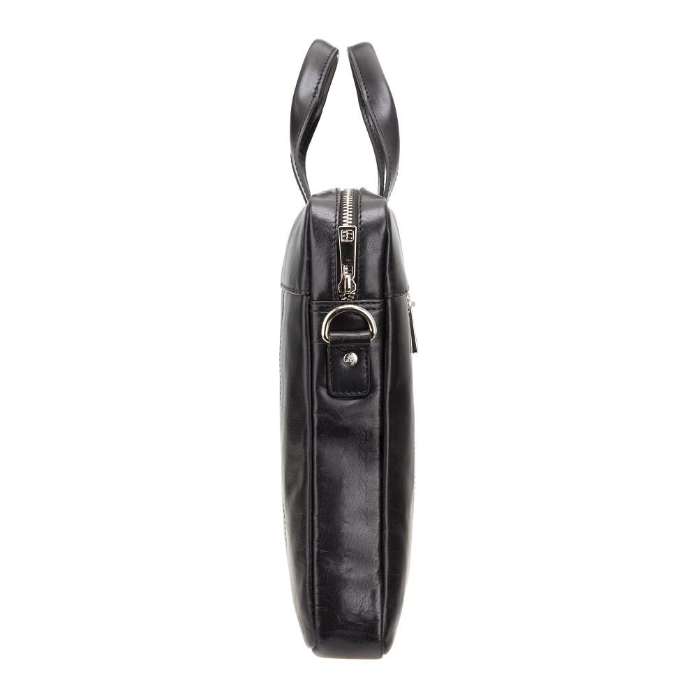Charles 13" Leather Laptop Briefcase- Black - Laptopbags.co.uk