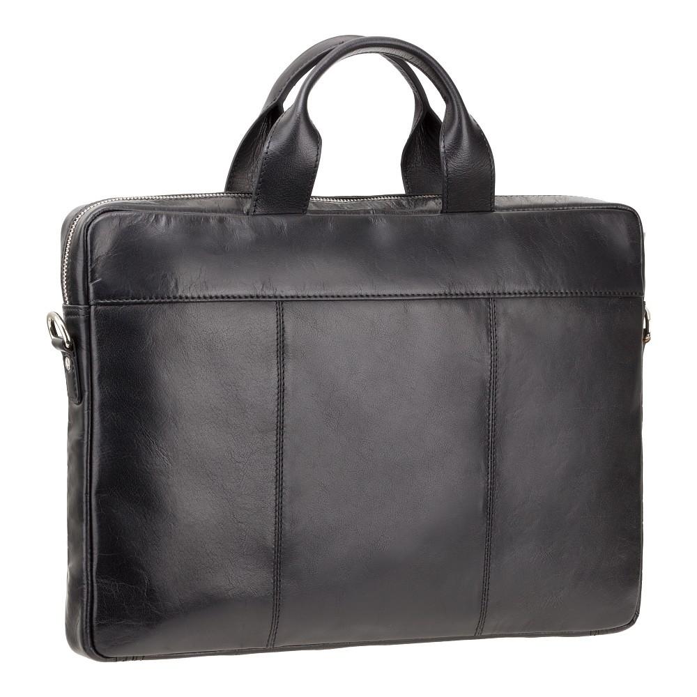 Charles 13" Leather Laptop Briefcase- Black - Laptopbags.co.uk