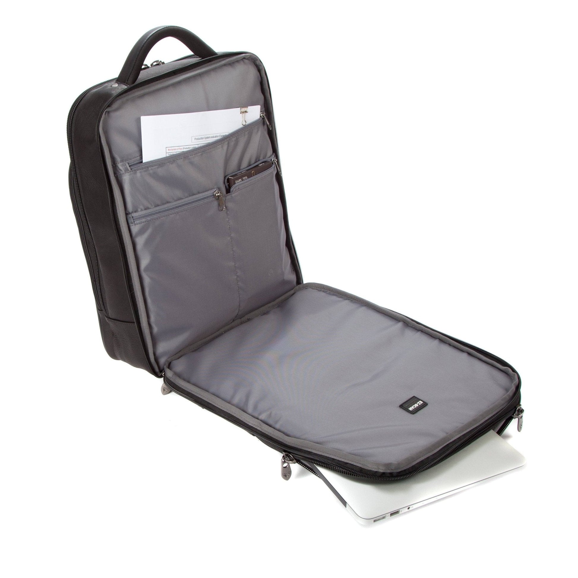 Colombian Leather 16" Laptop - 12" Tablet Backpack - Black - Laptopbags.co.uk