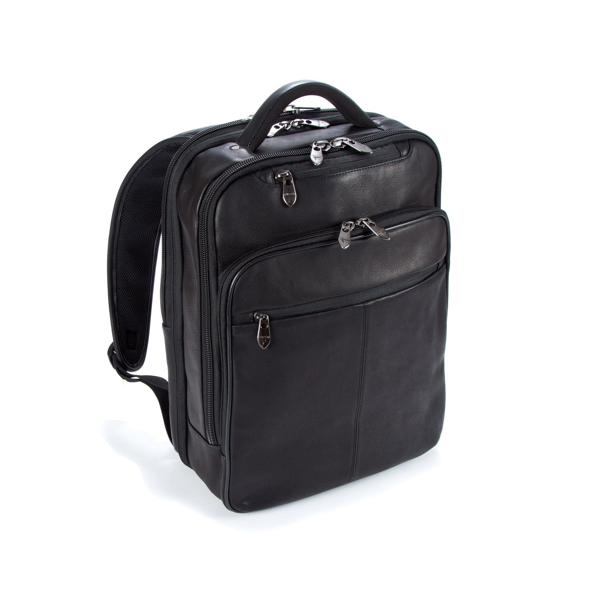 Colombian Leather 16" Laptop - 12" Tablet Backpack - Black - Laptopbags.co.uk