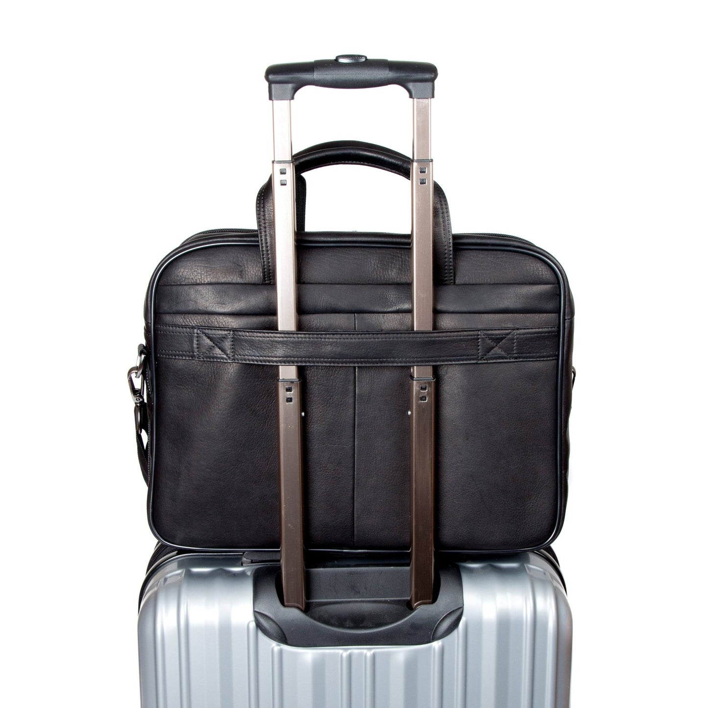 Colombian Leather 16" Twin Handle Laptop and Tablet Briefcase - Black - Laptopbags.co.uk