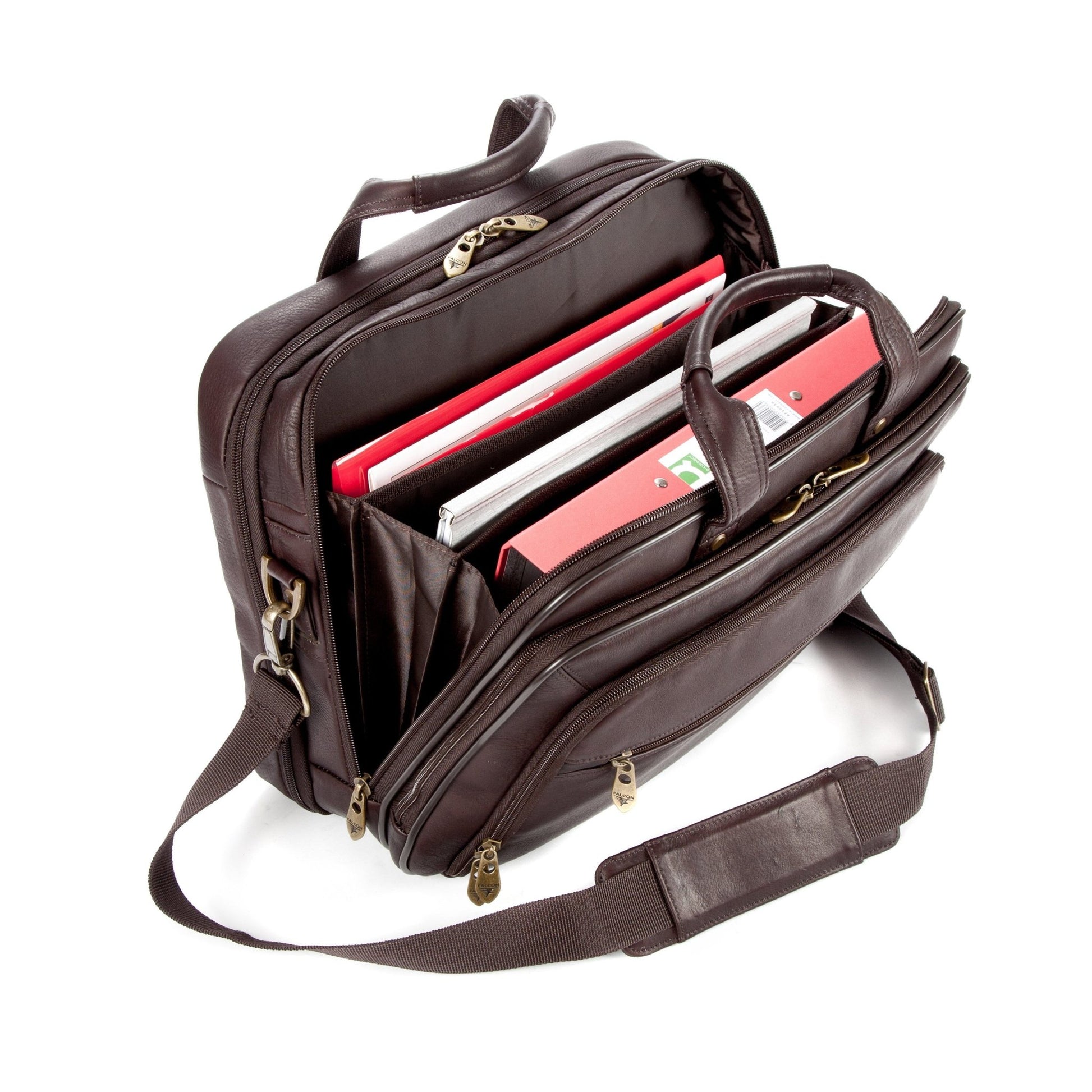 Colombian Leather 16" Twin Handle Laptop and Tablet Briefcase - Brown - Laptopbags.co.uk