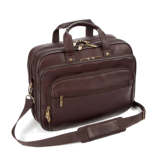 Colombian Leather 16" Twin Handle Laptop and Tablet Briefcase - Brown - Laptopbags.co.uk