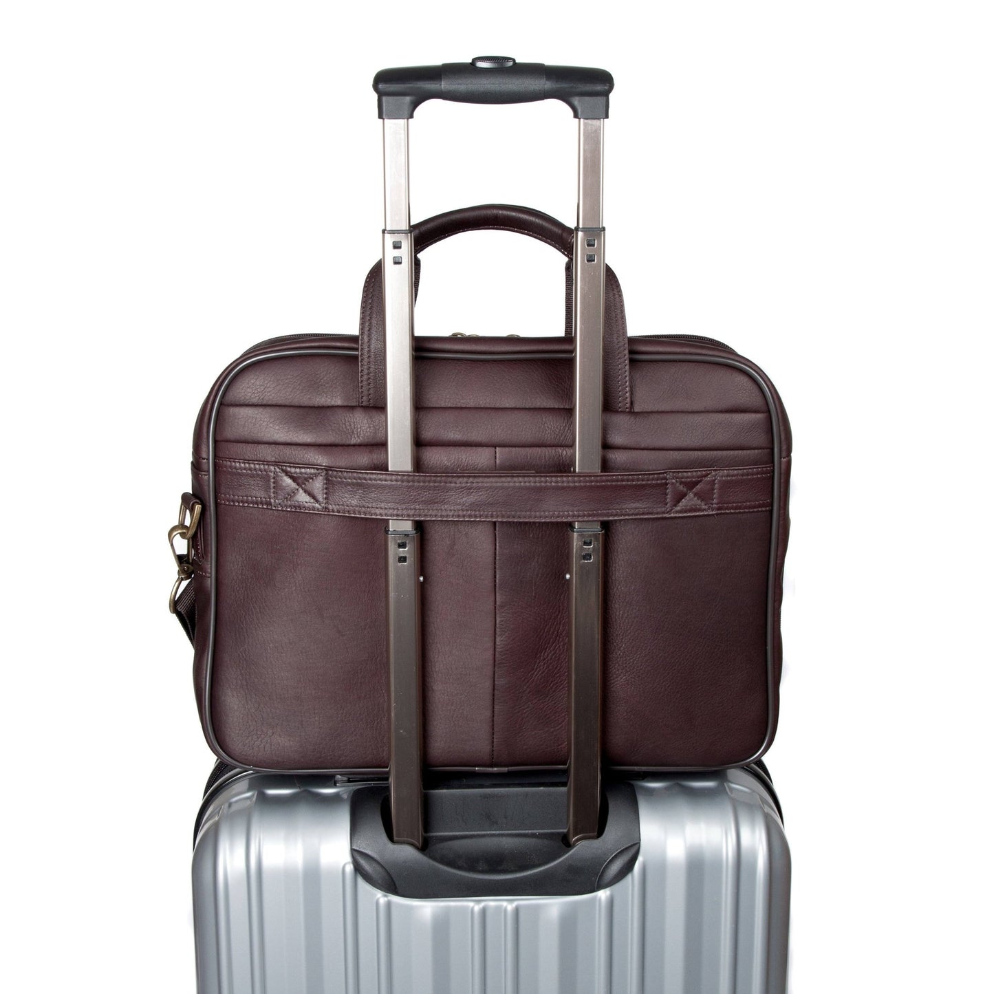 Colombian Leather 16" Twin Handle Laptop and Tablet Briefcase - Brown - Laptopbags.co.uk