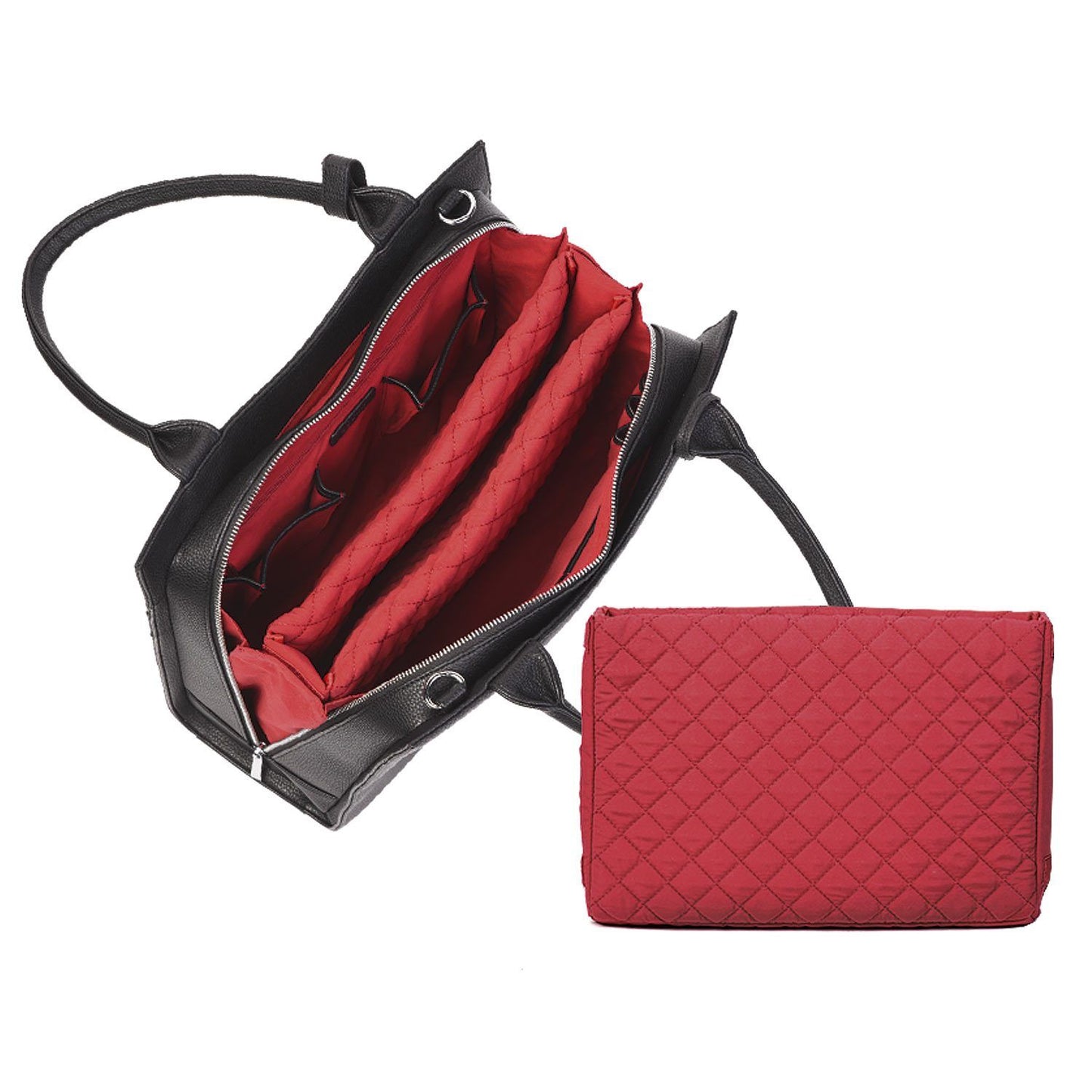 Diamond Edition Black Leather Womens 14" Laptop Tote - Laptopbags.co.uk