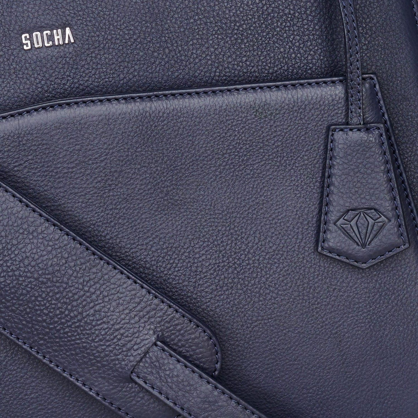 Diamond Edition Navy Leather Womens 14" Laptop Tote - Laptopbags.co.uk