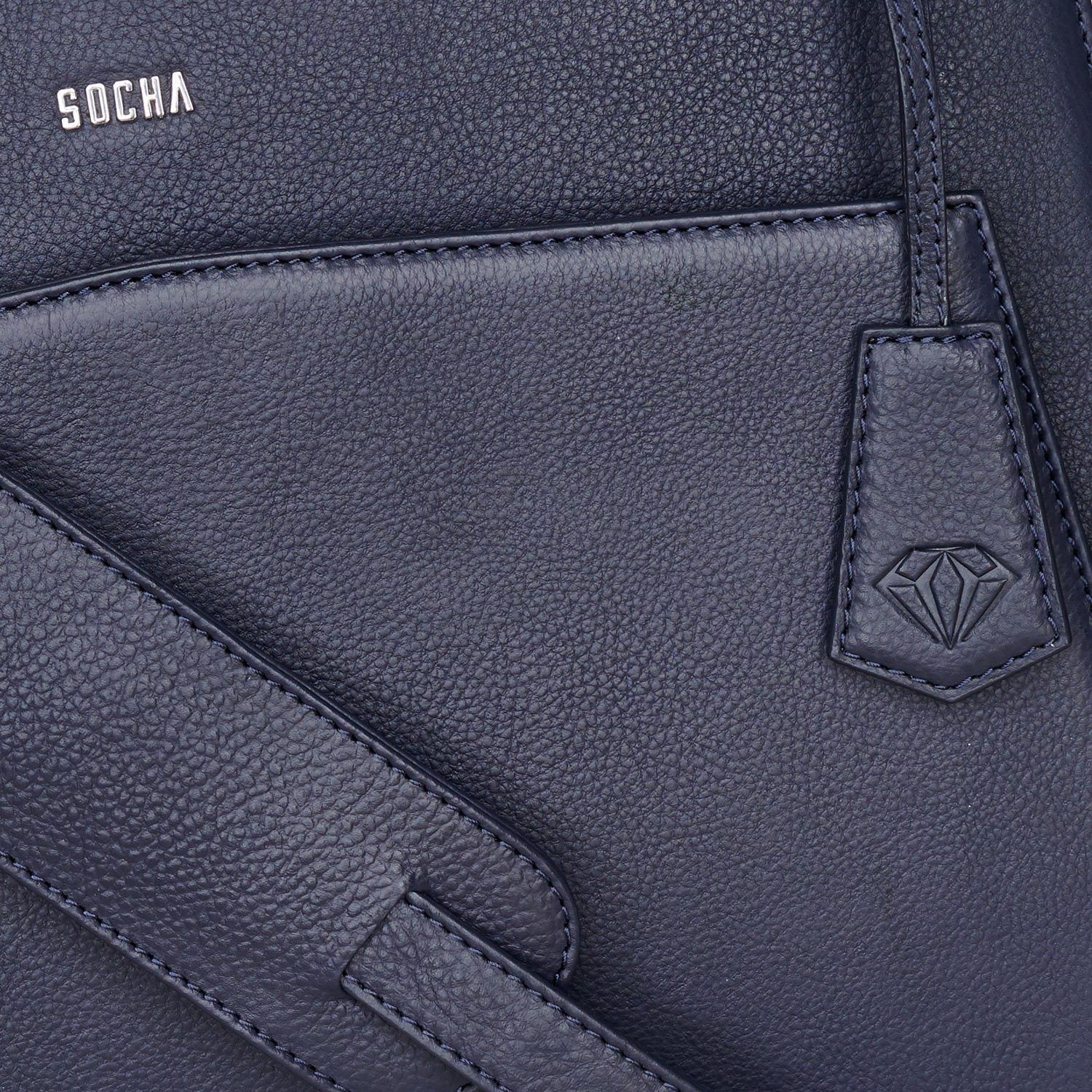 Diamond Edition Navy Leather Womens 14" Laptop Tote - Laptopbags.co.uk