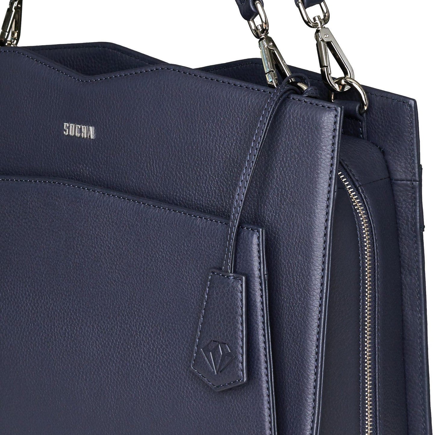 Diamond Edition Navy Leather Womens 14" Laptop Tote - Laptopbags.co.uk