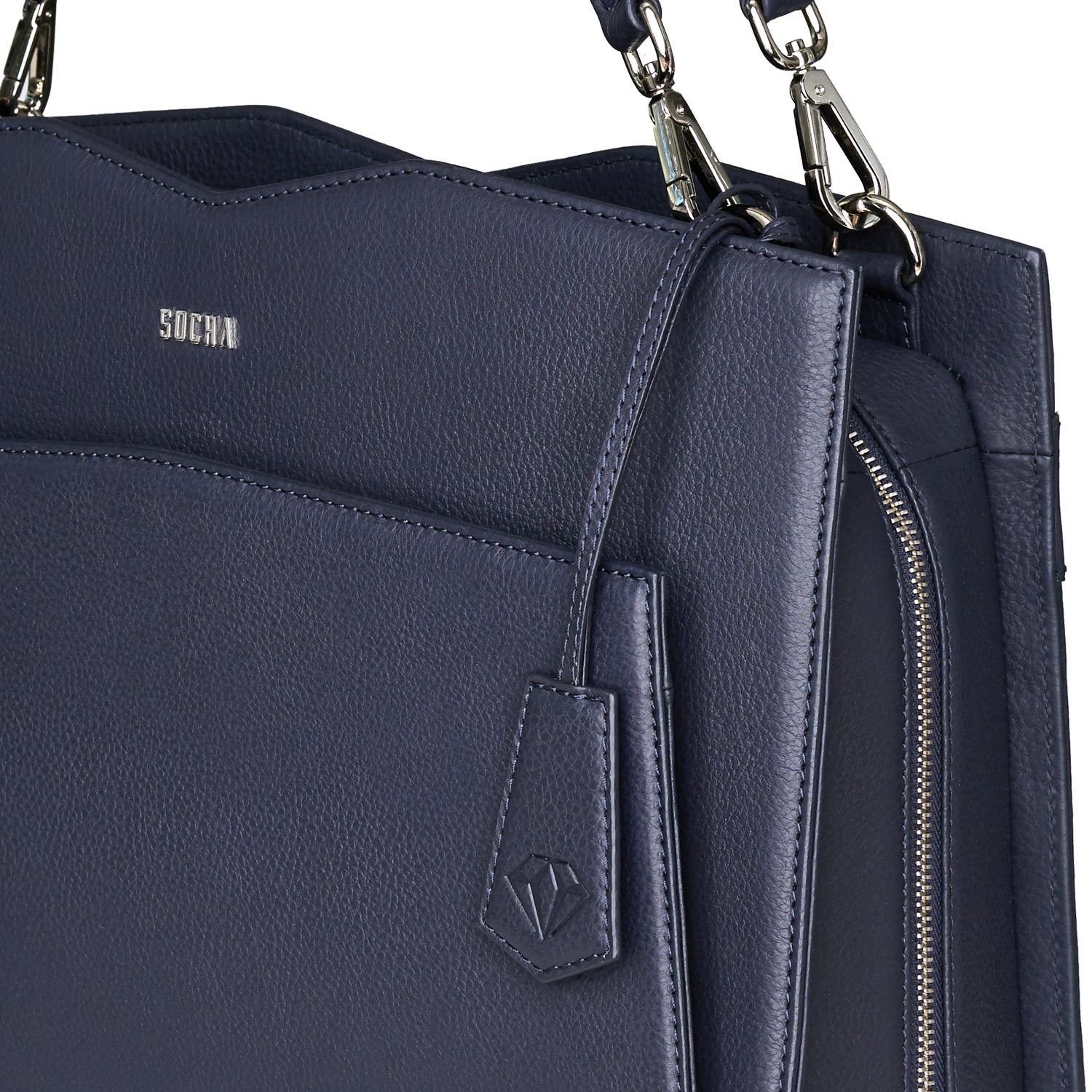 Diamond Edition Navy Leather Womens 14" Laptop Tote - Laptopbags.co.uk