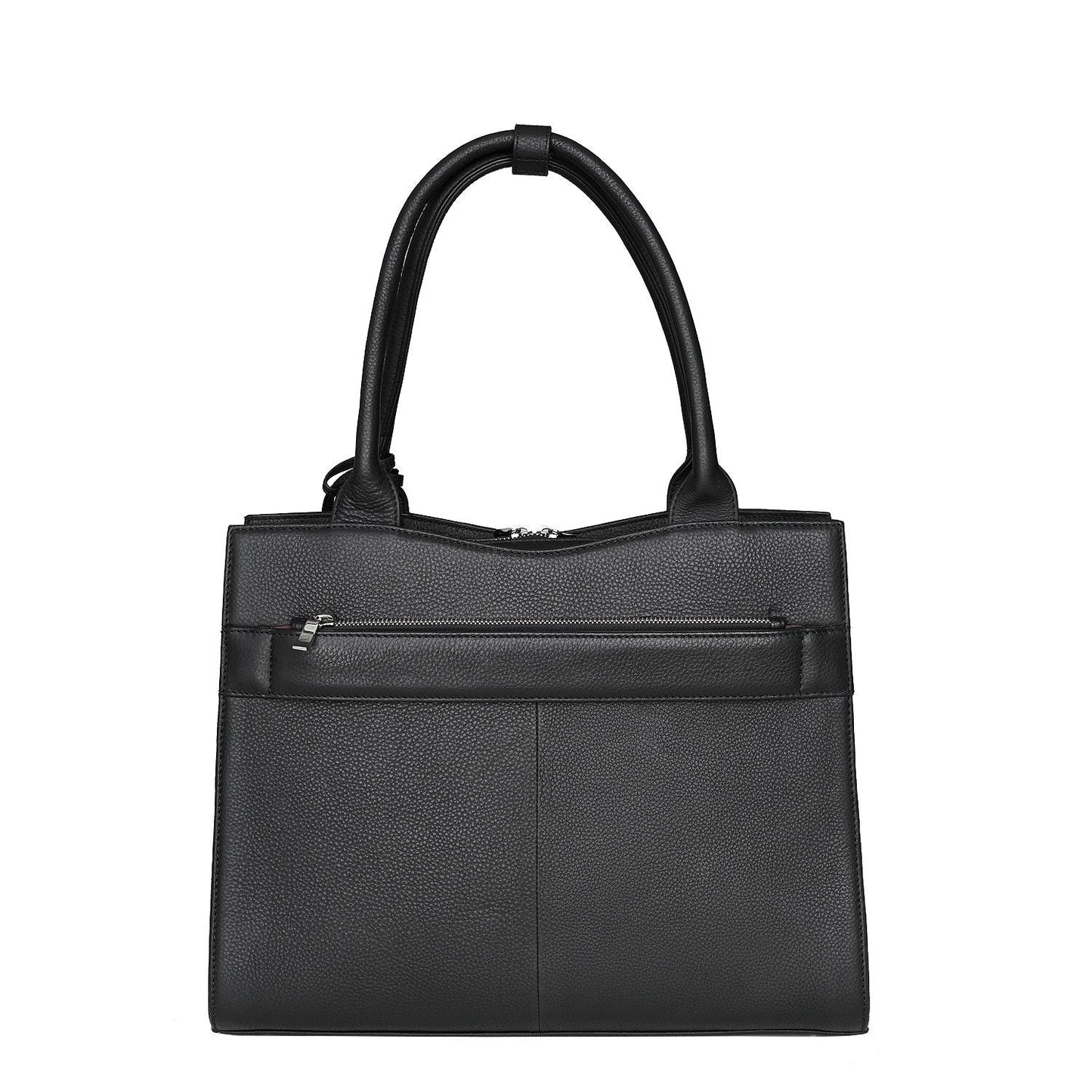 Diamond Edition Straight Line 14" Leather Laptop Tote - Black - Laptopbags.co.uk