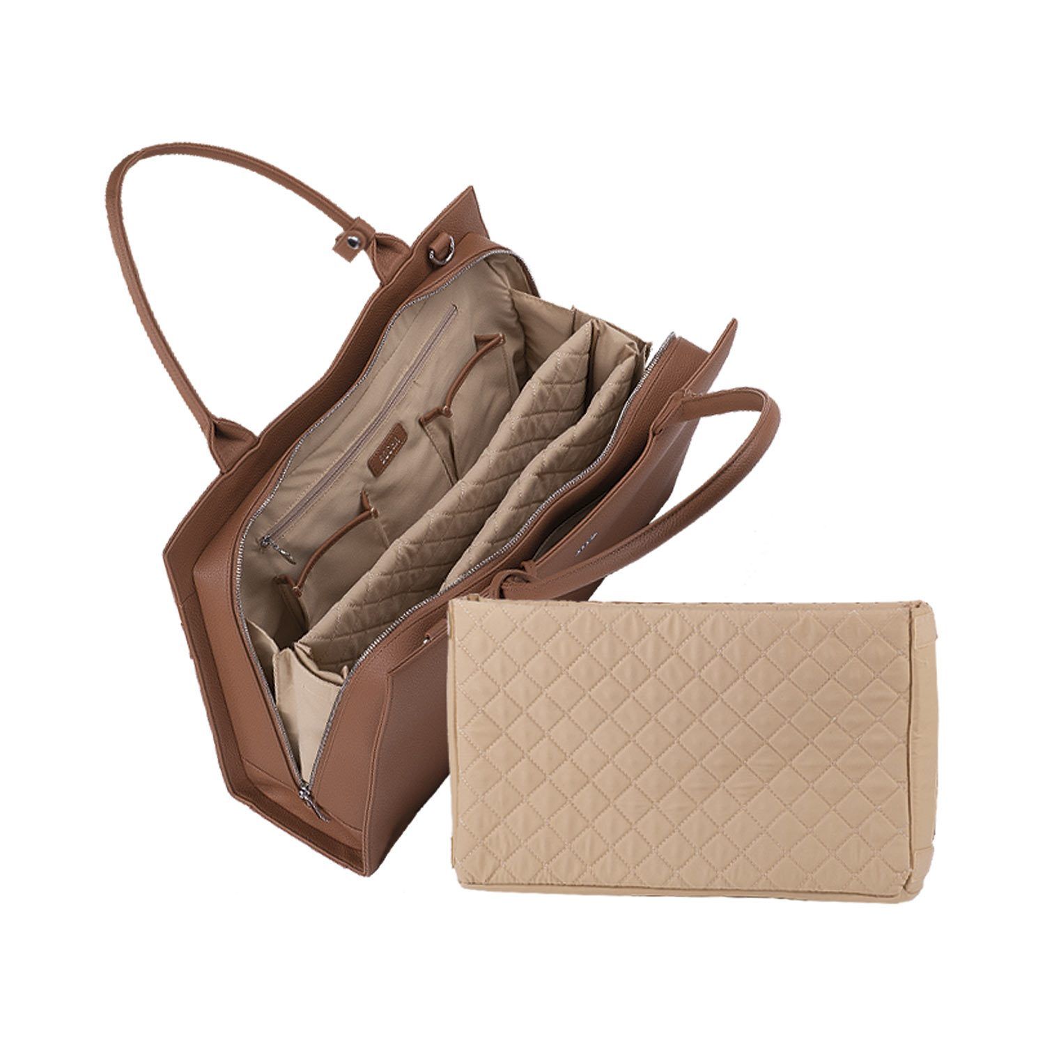 Diamond Edition Straight Line 14" Leather Laptop Tote - Cognac - Laptopbags.co.uk