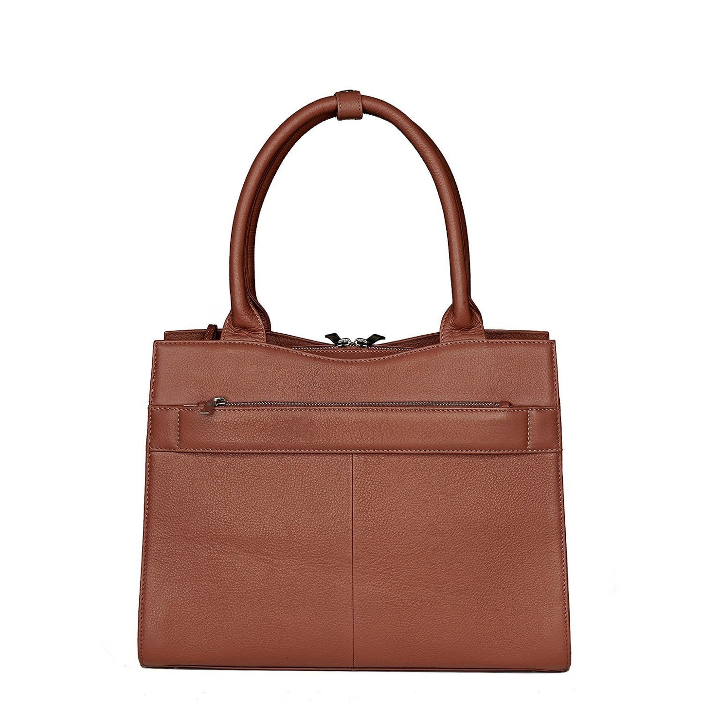 Diamond Edition Straight Line 14" Leather Laptop Tote - Cognac - Laptopbags.co.uk