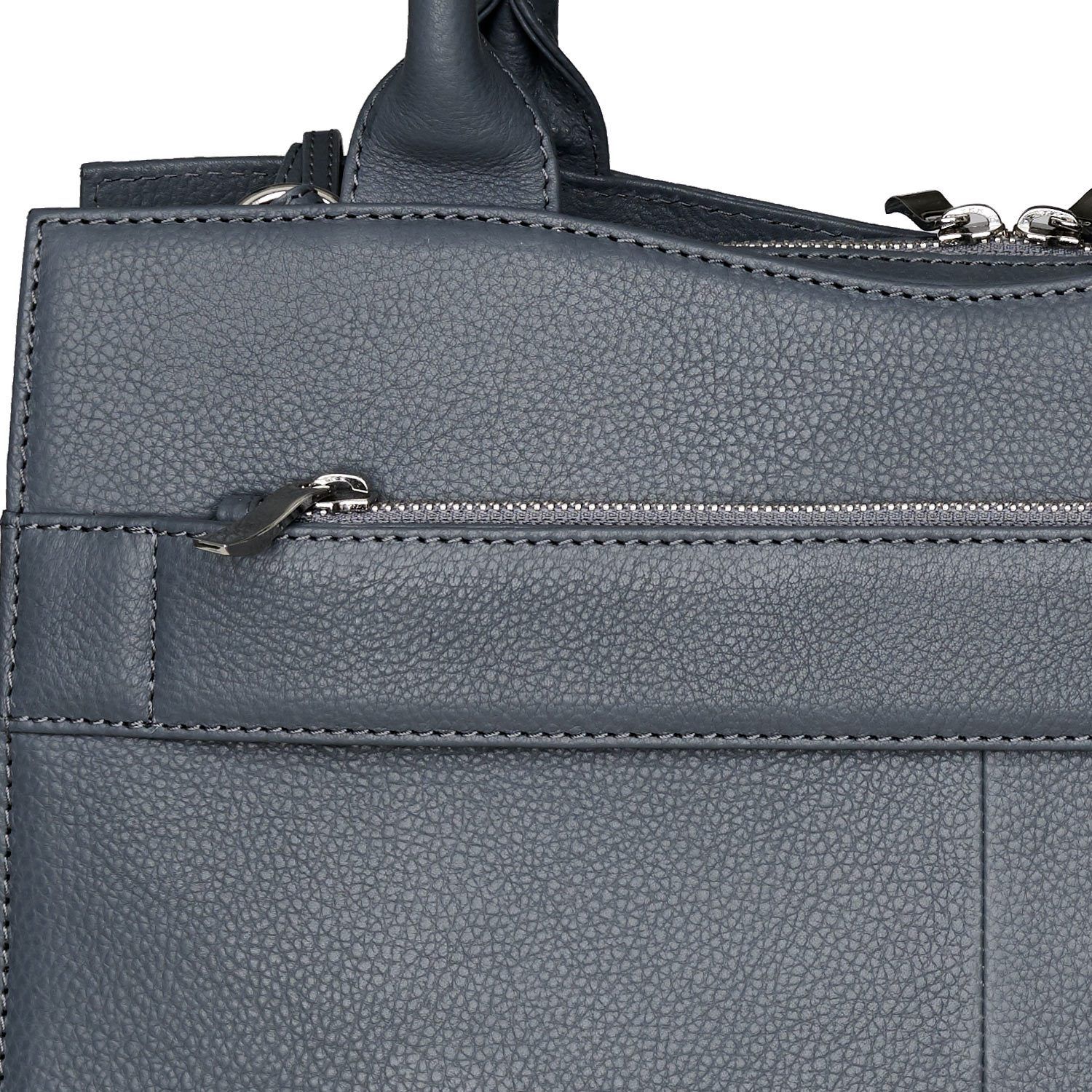 Diamond Edition Straight Line 14" Leather Laptop Tote - Grey - Laptopbags.co.uk
