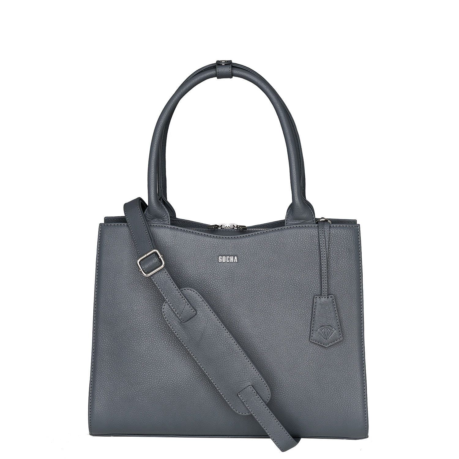Grey 15.6" Womens Diamond Edition Leather Laptop Bag - Laptopbags.co.uk