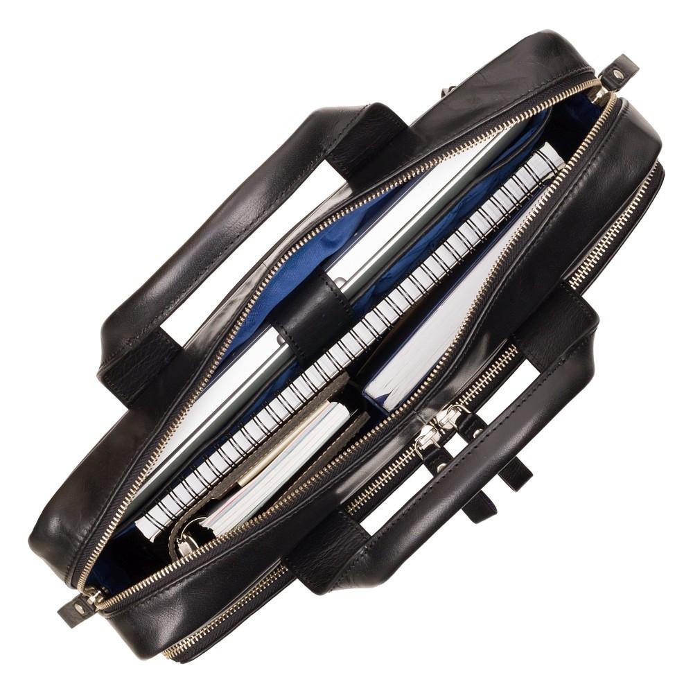 Hugo - 13" Leather Laptop Briefcase - Black - Laptopbags.co.uk