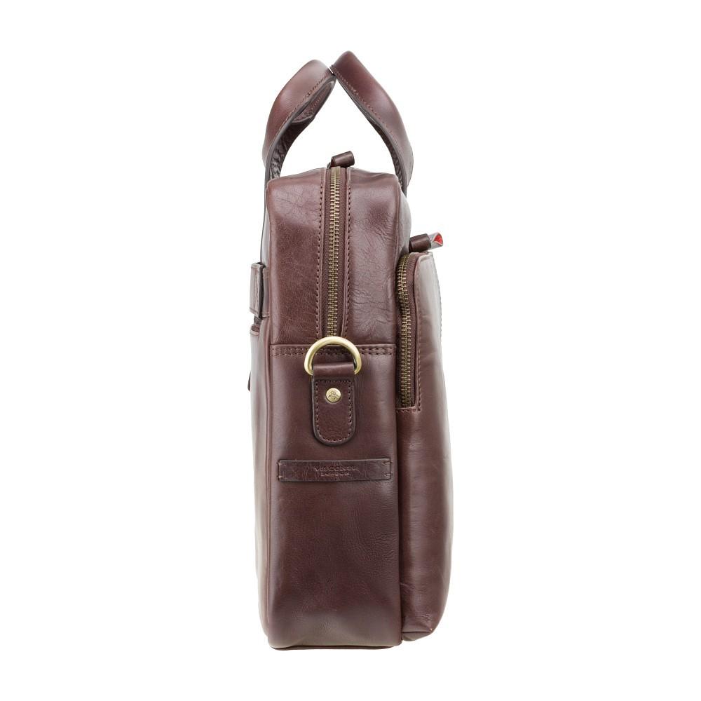 Hugo - 13" Leather Laptop Briefcase - Merlin Brown - Laptopbags.co.uk
