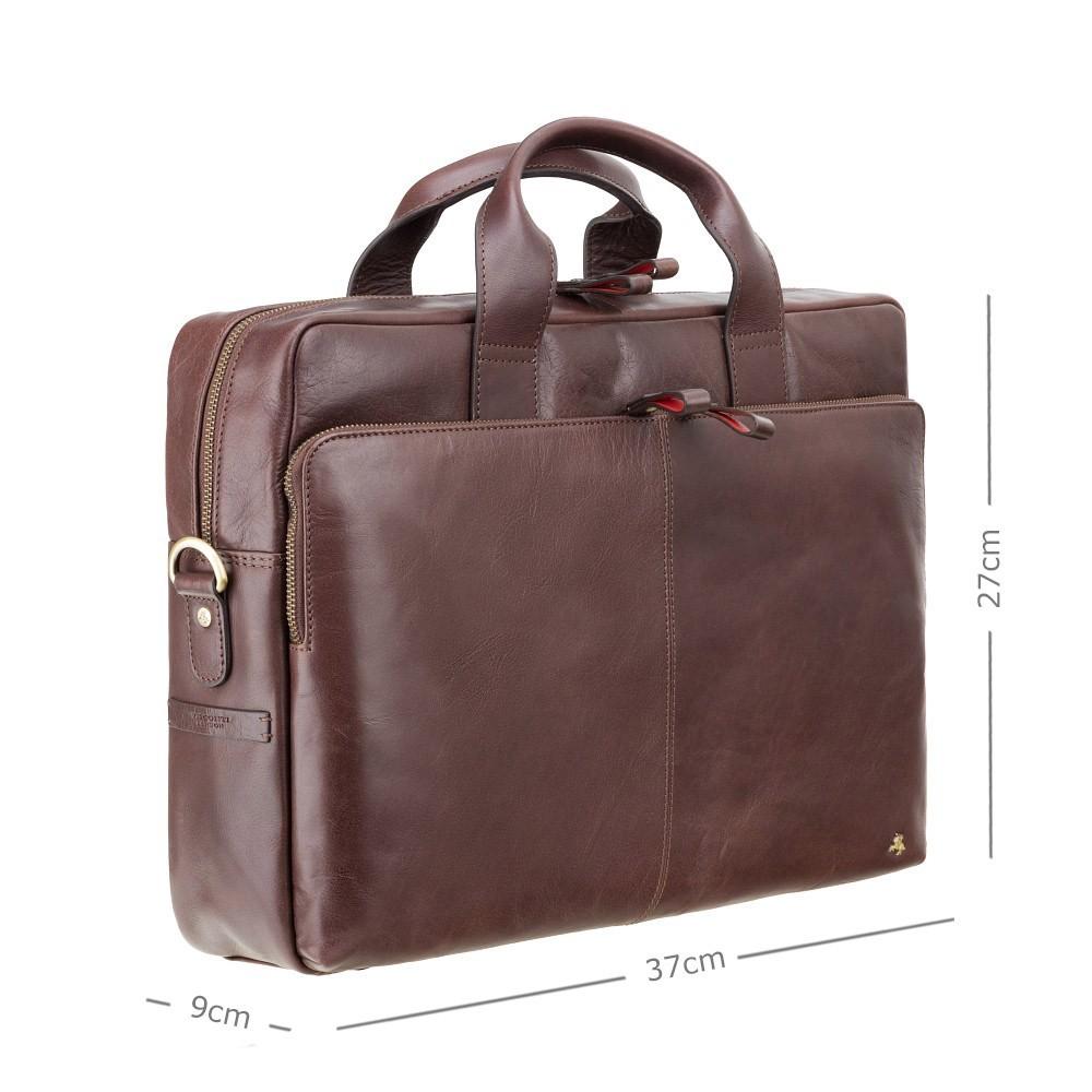 Hugo - 13" Leather Laptop Briefcase - Merlin Brown - Laptopbags.co.uk