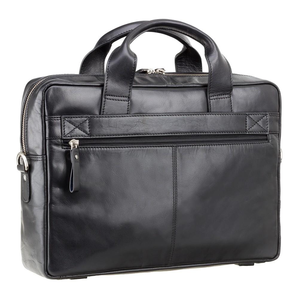 Hugo - 15" Leather Laptop Briefcase - Black - Laptopbags.co.uk