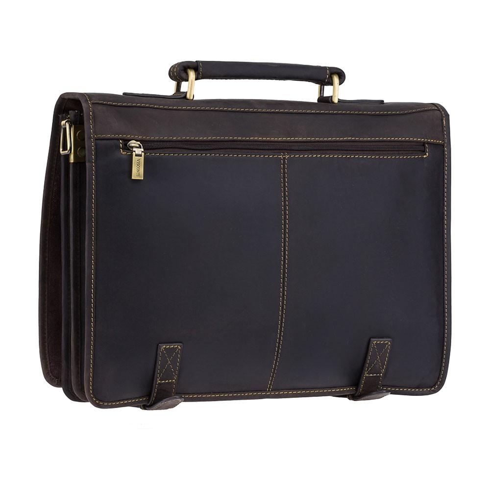 Hulk - Large Multi Compartment Mens Leather Laptop Briefcase - Oiled Brown - Laptopbags.co.uk