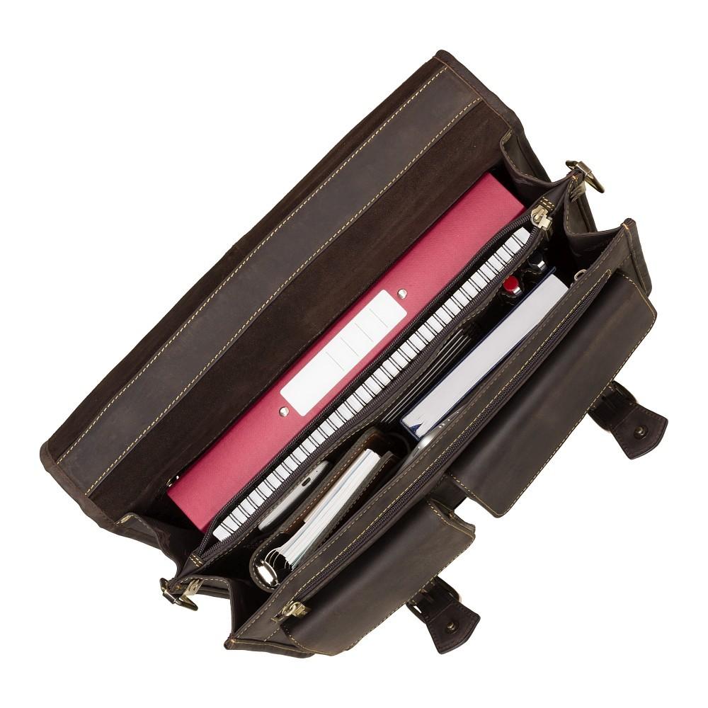 Hulk - Large Multi Compartment Mens Leather Laptop Briefcase - Oiled Brown - Laptopbags.co.uk