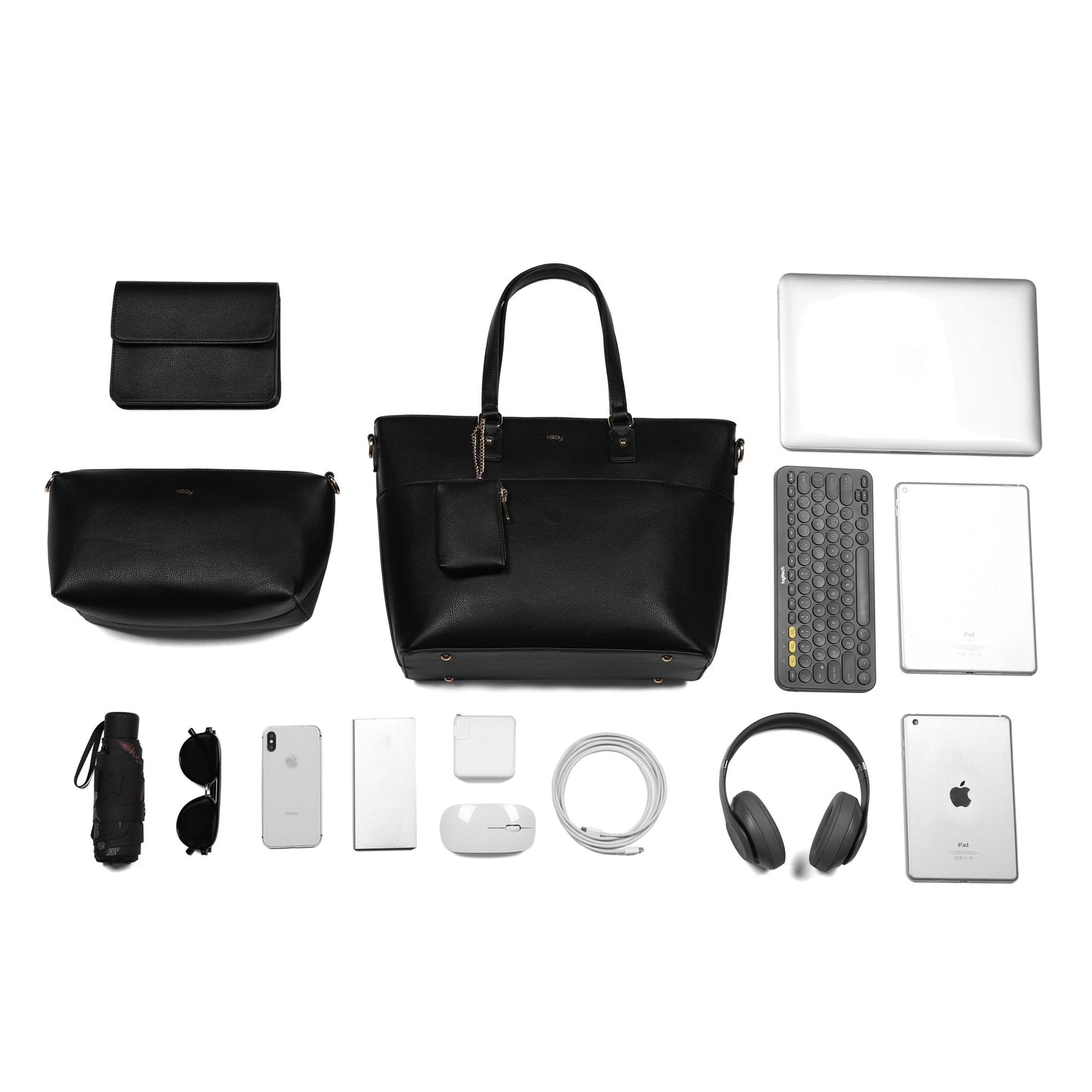 i - stay 13.3" Womens Laptop - Tablet Tote Bag with Accessory Bags - Black - Laptopbags.co.uk