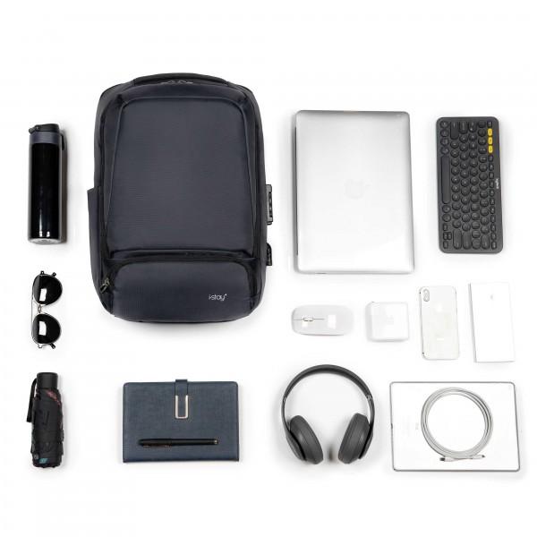 i - stay 15.6” Anti - theft Laptop - Tablet Overnight Backpack - Navy - Laptopbags.co.uk
