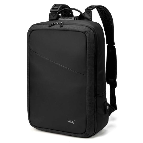 i-stay 15.6" Anti-theft Laptop - Tablet Backpack with USB port - Black - Laptopbags.co.uk