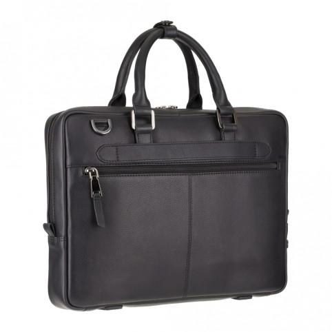 Royce 13 - Premium Slim Leather Laptop Case- Black - Laptopbags.co.uk