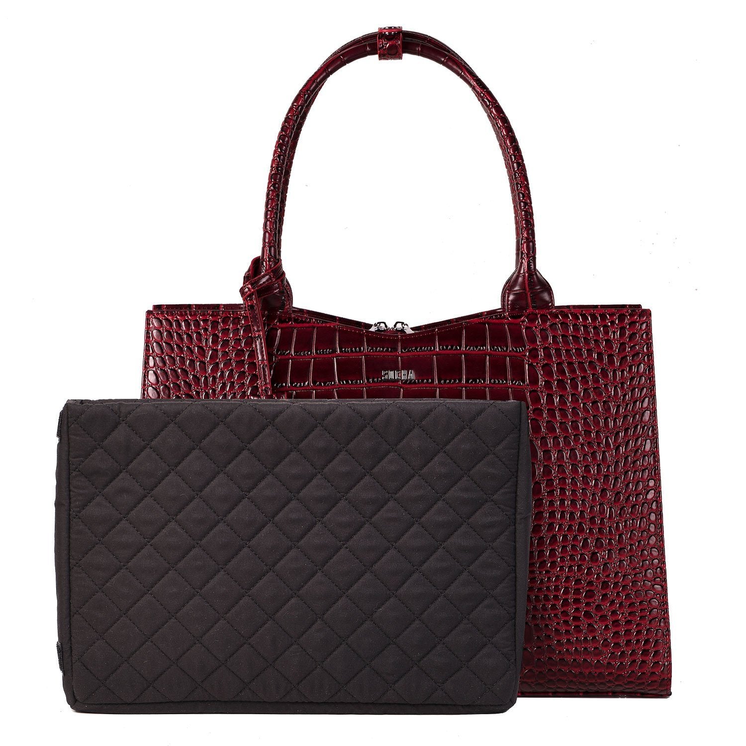 Mock-Croc Burgundy 15.6″ Womens Laptop Tote - Laptopbags.co.uk