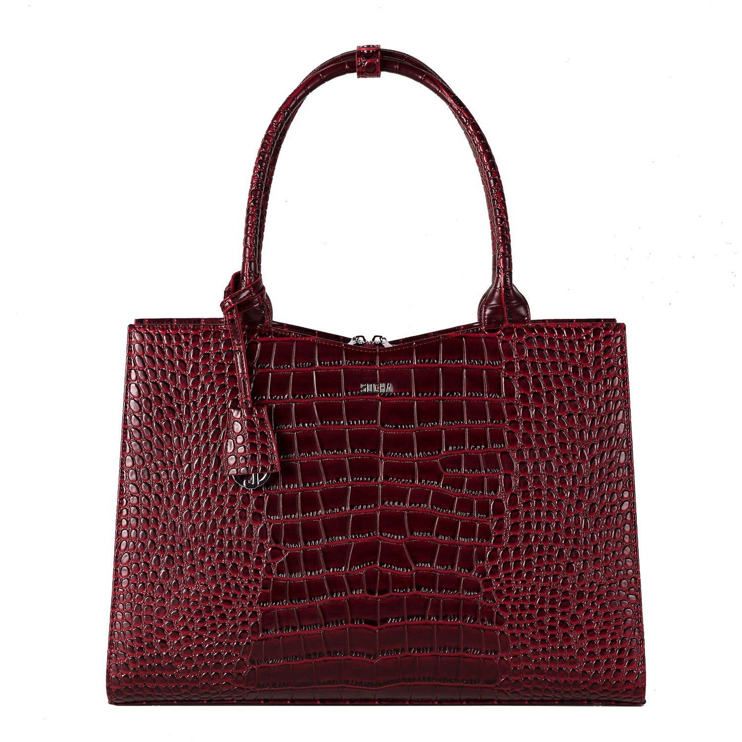 Mock-Croc Burgundy 15.6″ Womens Laptop Tote - Laptopbags.co.uk