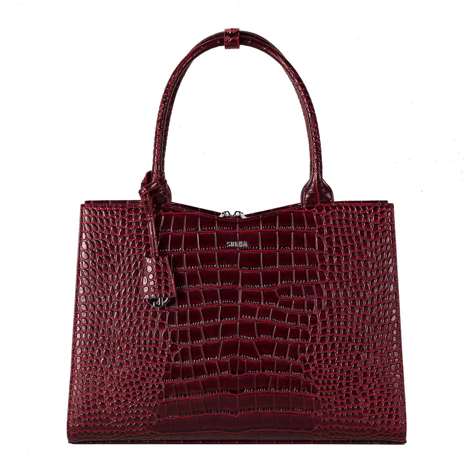 Mock-Croc Burgundy 15.6″ Womens Laptop Tote - Laptopbags.co.uk