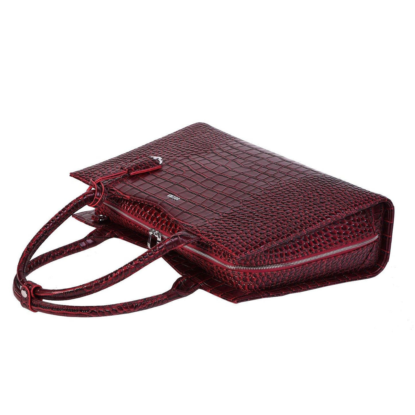 Mock-Croc Burgundy 15.6″ Womens Laptop Tote - Laptopbags.co.uk